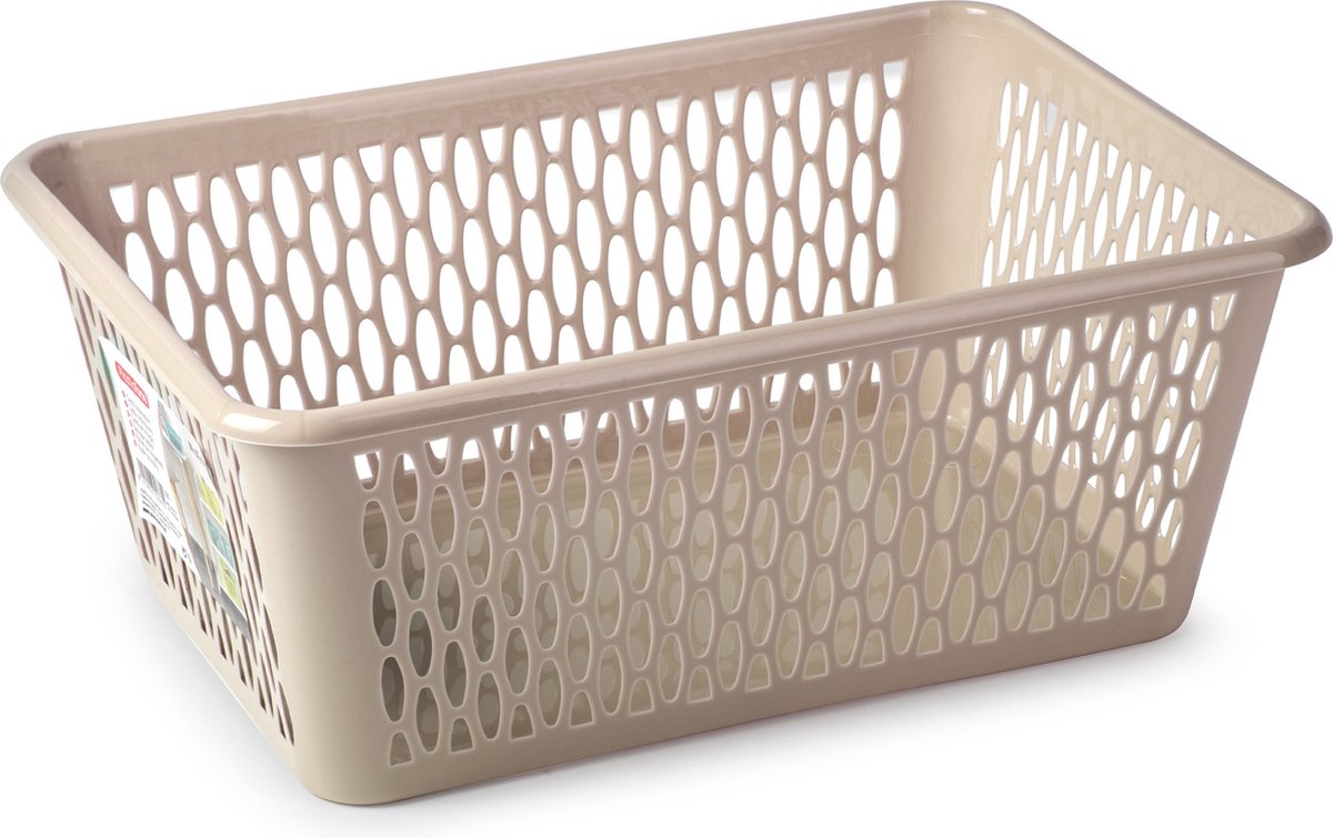 Plasticforte opbergmand/kastmandje - 6,5 liter - beige - kunststof - 20 x 30 x 11 cm