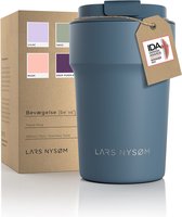 LARS NYSØM - 'Bevægelse' Thermos Coffee Mug-to-go 380ml - BPA-vrij met Isolatie - Lekvrije Roestvrijstalen Thermosbeker - Blue Stone