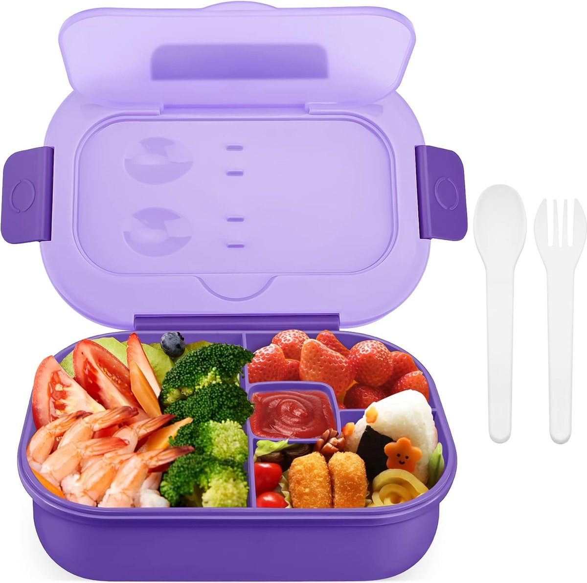 V·Colokishi 4 stuks Bento Snackbox met vakken, 5-vakken lunchbox, bento lunchbox, broodtrommel voor kinderen en volwassenen, maaltijdvoorbereiding lunchcontainer voor school, werk V·Colokishi 4 stuks Bento Snackbox met vakken, 5-vakken lunchbox, bento lunchbox, broodtrommel voor kinderen en volwassenen, maaltijdvoorbereiding lunchcontainer voor school, werk