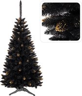 Zwart kunstkerstboom, Ghanese spar, PVC, goud, 180 cm