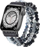 Bracelet Gems & Pearls - Zwart - Convient pour iWatch 38 mm - 40 mm - 41 mm - Bracelet de montre intelligente à la mode fait à la main pour femme compatible avec Apple Watch Series SE 9 8 7 6 5 4 3 2 1 petits modèles
