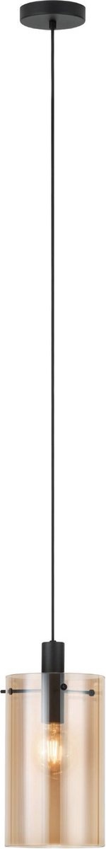 EGLO Polverara Hanglamp - 1 lichts - Ø18 cm - E27 - Glas - Zwart