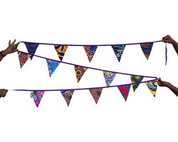 Stoffen slingers | Paars lint | Herbruikbare slingers | Goed doel | Duurzaam cadeau | Vlaggenlijn | Slingers verjaardag