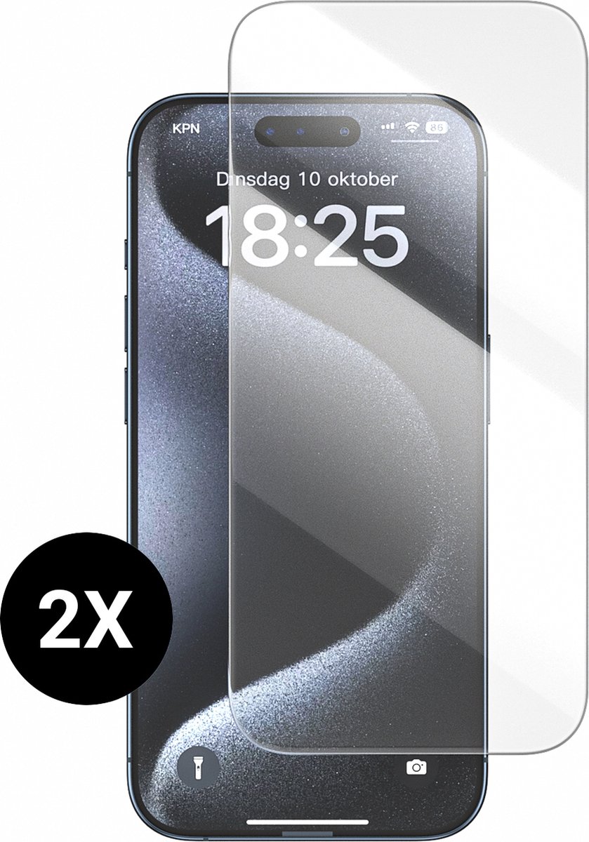 iPhone 15 Pro Screenprotector - Gehard Glas - 2 stuks - Beschermglas - Screenprotector iPhone 15 Pro - Volledig Dekkend