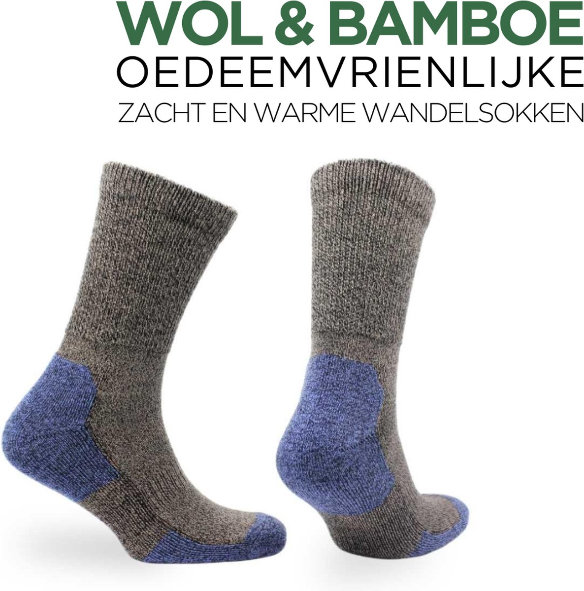 Norfolk - Merino wol en Bamboe mix Wandelsokken - Diabetes en  Oedeemvriendelijke 