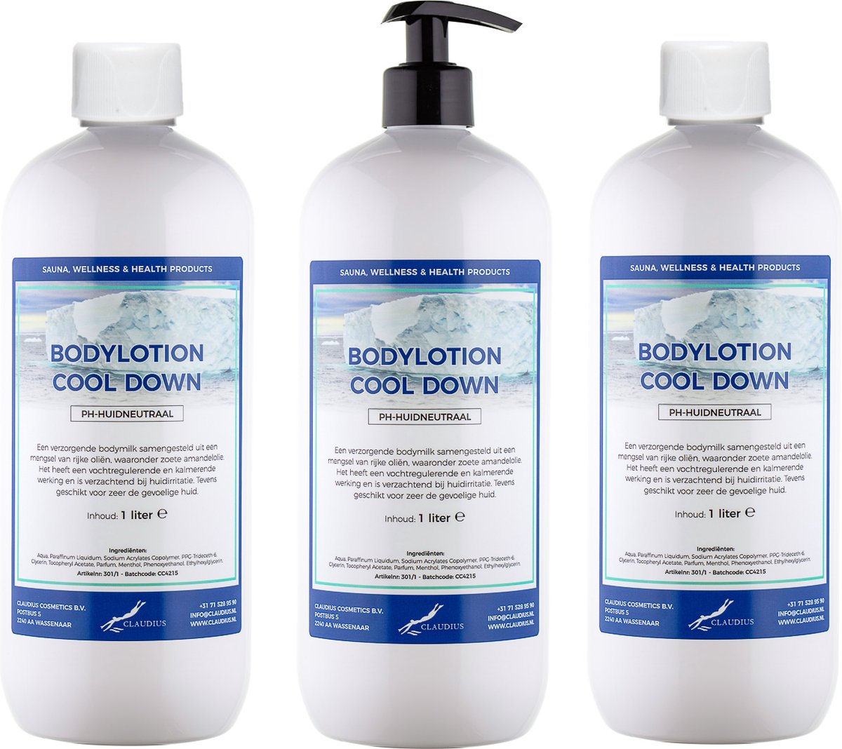 Goedkoopste Bodylotion Cool Down 1 Liter - met gratis pomp - set van 3 stuks
