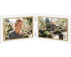 HAES DECO - Houten Fotolijst Duo Fevik in wit met bruin voor 2 foto's 13x18 - CV975HS