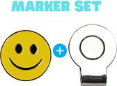 Golfbal Marker + Clip - Set - Magnetische clip voor Pet - Smiley golfbalmarker - Putten & Putterslijn - Ball marker - Greenmarker - Bal markeren - Marker Golfbal - Golfbalmarker - Golfballen - Golfaccesoires - Golftrainingsmaterialen