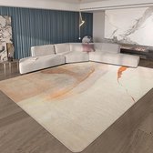 Vloerkleden voor woonkamer, modern abstract tapijt, zachtpolig, eetkamer, slaapkamer, interieurdecoratie, antislip tapijt (Bruin/goud, 200 x 250 cm)