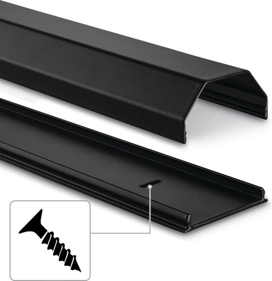 Goulotte de câbles stable en aluminium noir (longueur de 1,1 mètre, pour 8  câbles