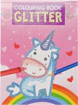 Glitterkleurboek Unicorn - Tekenblok - Kleurboeken voor Kinderen - Tekenboek voor Kinderen - Tekenen Kinderen - Kleurplaten - 24 Tekenpagina's - 24 x 18 cm - Vanaf 3 jaar - Multi Kleuren