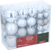Cadeau de Noël Set de Boules de Noël Argent - 46 Pièces Boules de Noël en Plastique - Décorations de Noël
