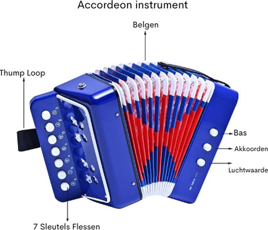 Eastar Akkordeon 10 Tasten Knopf Pädagogisches Musikinstrument für Kinder, Voll Funktionsfähiges Leichtes Ziehharmonika, Auswahl an Geschenken zum Kindertag, Blau