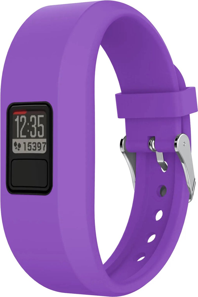 Strap-it Siliconen bandje - geschikt voor Garmin Vivofit 3 & Vivofit jr junior 1/2 - paars