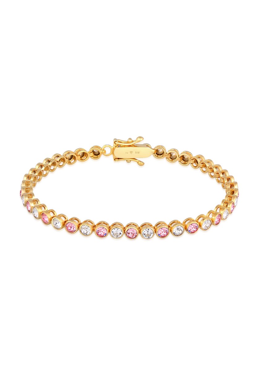 Elli PREMIUM - Armband - Dames Tennis Fonkelend Trend met kristallen roze in 925 sterling zilver - Dames