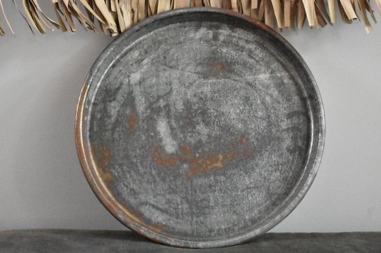 Dienblad Ø 42 cm - Vintage ijzeren dienblad - Schaal rond - Plateaus - Rond plateau - Decorative schaal