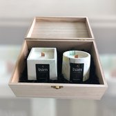 BAM bougies parfumées eucalyptus dans une boîte en bois - coffret cadeau avec 2 bougies - cadeau