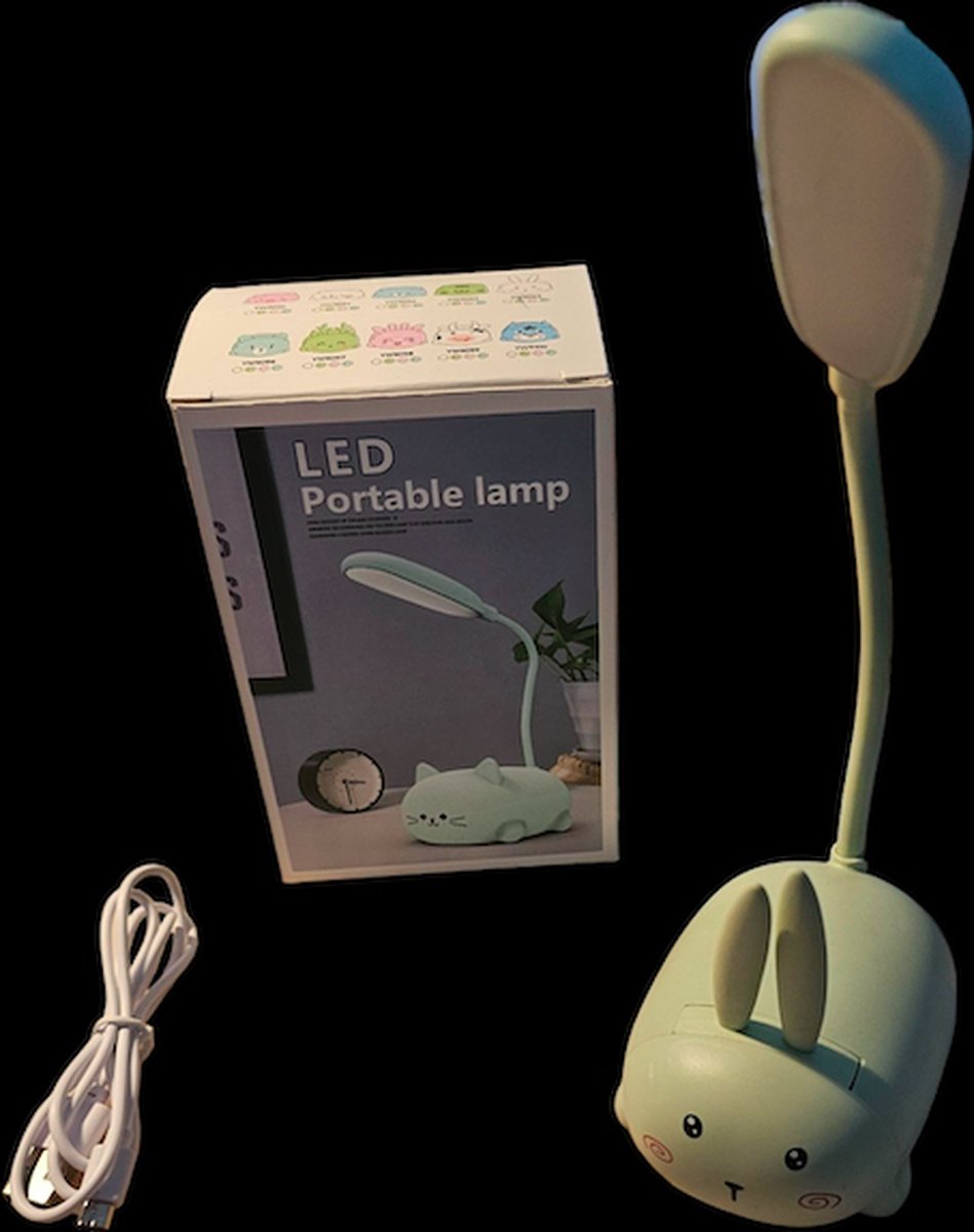 OGS - Kinder bureau lamp - Konijnen lamp groen - Lamp van konijn - Led lamp - Bureau licht - Kinderkamer lamp - Leeslamp - konijnen Leeslamp
