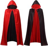 Costume de vampire d'Halloween, cape, unisexe, noire et rouge, cape de sorcière double face pour Halloween, bal masqué, party, costume de cosplay (noir, rouge, 140 cm)
