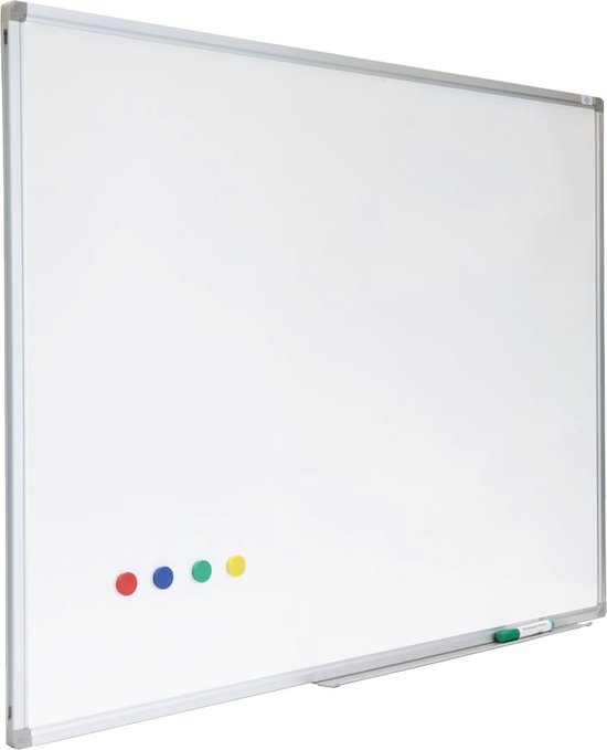 IVOL Whiteboard Premium met zilveren frame - 120 x 180 cm - Emaille - Magnetisch - Magneetbord - Memobord