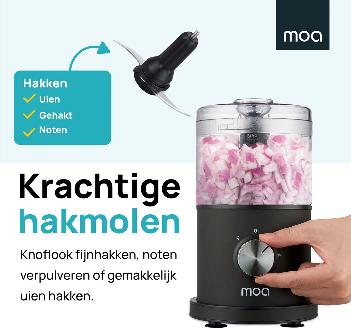 MOA Foodprocessor - 5-in-1 - Compacte 0,5L Keukenmachine - Zwart thumbnail 6