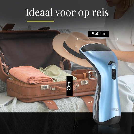 Luxoo-Kledingstomer - Handstomer - Handstoomreiniger - Stoomstrijkijzer - Stomer kleding - voor op reis - Blauw