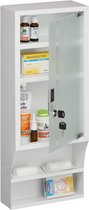Armoire à pharmacie Relaxdays - 5 compartiments - armoire de premiers secours - métal - porte vitrée - croix - blanc