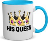Akyol - his queen koffiemok - theemok - blauw - Koningin - iemand die zich voelt als een koningin - valentijnsdag - verjaardag - cadeautje voor vriendin - kado - geschenk - 350 ML inhoud