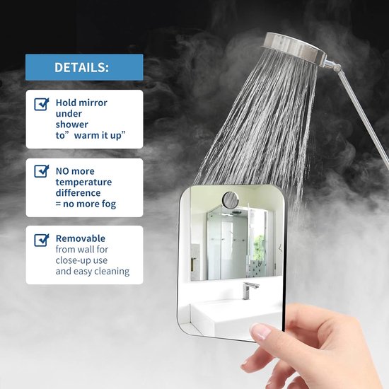 Shinowa Miroir De Rasage, Miroir De Douche Anti-buée Pour Rasage Avec