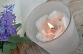 Candles by Milanne, Grote Witte Roos Glitterkaars in exclusief glazen pot. H: 8.5 cm - BEKIJK VIDEO