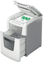 Leitz IQ Autofeed 100 Stille Papierversnipperaar P-5 Micro voor Thuiskantoor/Thuiswerkplek  - Invoer tot 100 A4 Vellen - Wit