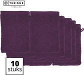 The One Towelling Washandjes - Washanden - Voordeelverpakking - 100% Katoen - 16 x 21 cm - Pruim - 10 Stuks