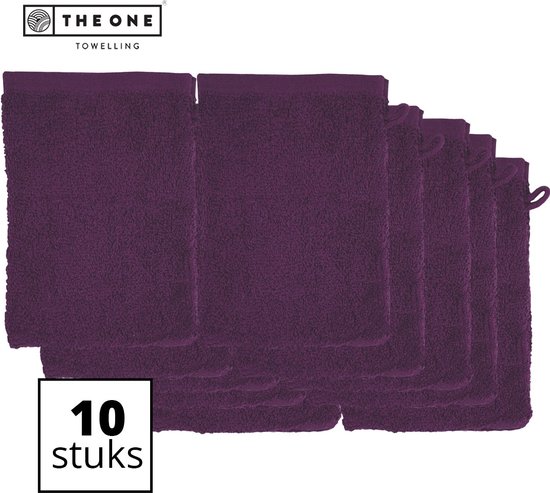 The One Towelling Washandjes - 16 x 21 cm - 10 Stuks - Washanden - Voordeelverpakking - 100% Katoen - Pruim