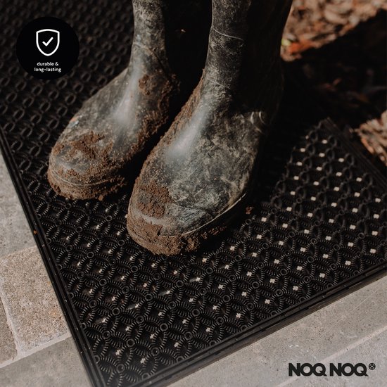 Tapis multifonctionnel - paillasson - tapis d'entrée | Dedans dehors | Antidérapant | 39x69 cm | Noir | Respectueux de l'environnement