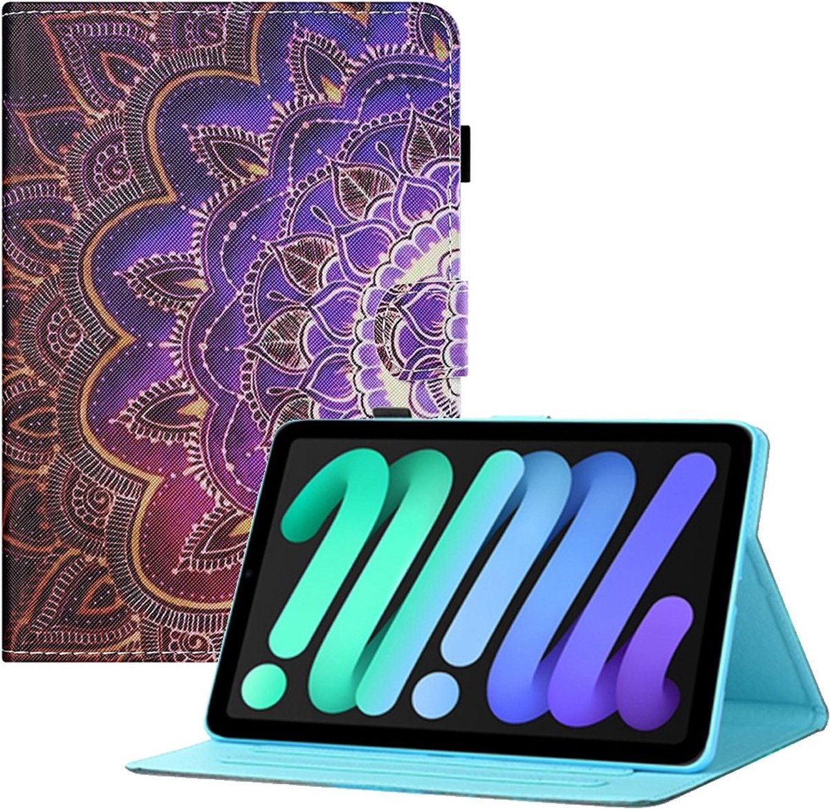 Peachy Mandala Bookcase kunstleer hoes voor iPad 10e gen 10.9 inch 2022 - paars