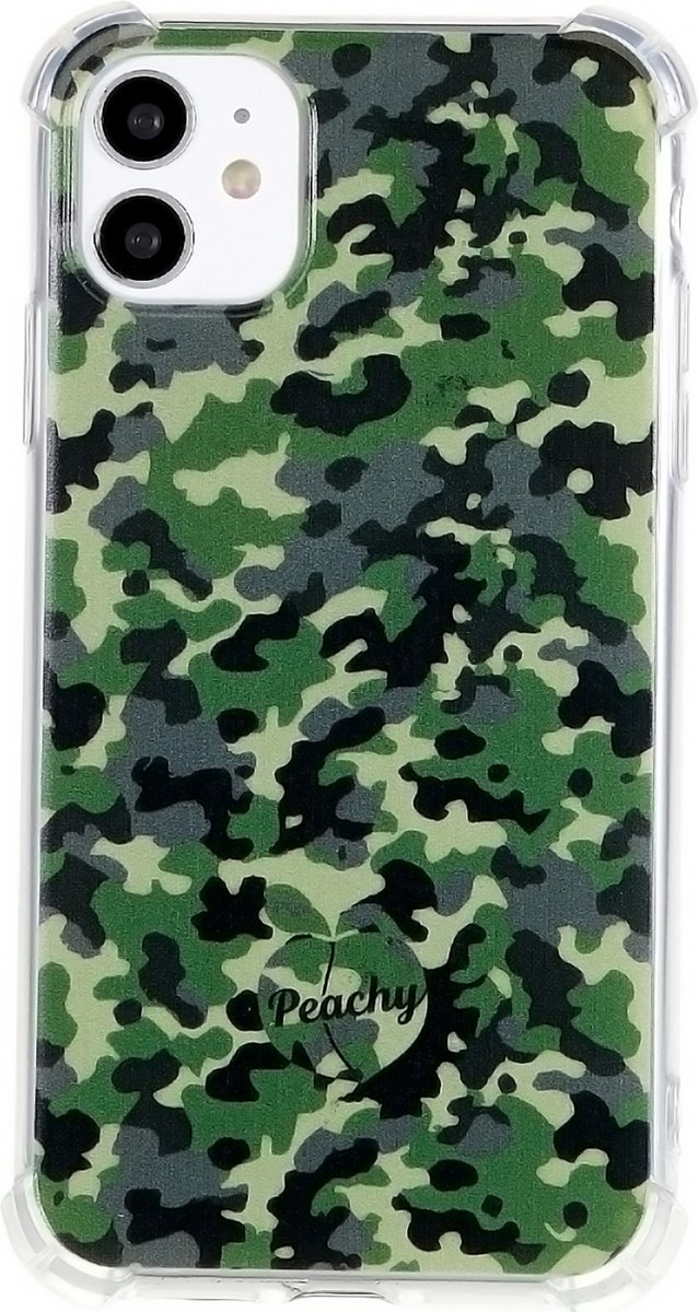 Peachy Leger Camouflage Survivor TPU hoesje geschikt voor iPhone 11 - Army Groen