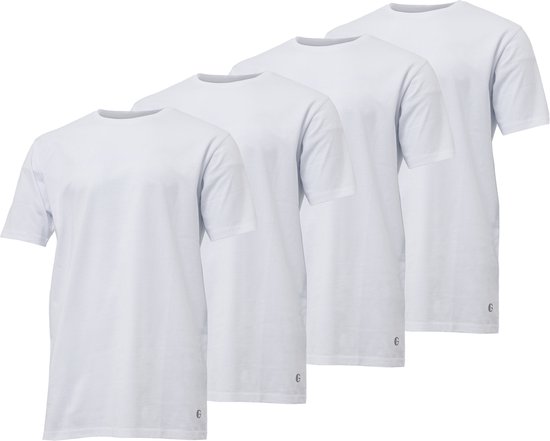 Foto: Gentlemen 4 pak heren t shirts longfit extra lang voorgekrompen 100 katoen ronde hals wit maat 4xl