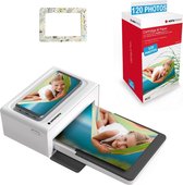 AGFA PHOTO Pack Imprimante Realipix Moments + Cartouches et papiers 120 photos + Joli cadre magnétique - Impression Bluetooth Photo 10x15 cm, iOS et Android, 4Pass Sublimation Thermique - Blanc