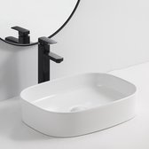 BORELLI - Lavabo Bela Blanc Brillant - 51cm - Lavabo - Rectangulaire - Revêtement Nano - Résistant aux Rayures - Durable - Design à la Mode