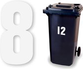 Huisnummer kliko sticker - Nummer 8 - Wit groot - container sticker - afvalbak nummer - vuilnisbak - brievenbus - CoverArt