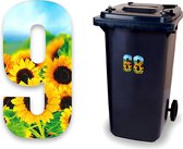Huisnummer kliko sticker - Nummer 9 - Zonnebloem - container sticker - afvalbak nummer - vuilnisbak - brievenbus - CoverArt