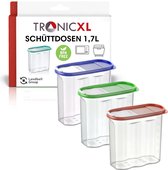 TRONICXL 4x voorraadcontainers Box 1,7 liter voedselopslagcontainers BPA vrij - kunststof voorraadcontainer 1,7 liter
