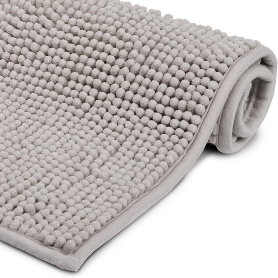 Beautissu Badmat Anti-Slip BeauMare WR - Badmat Lichtgrijs 50x80cm - WC Tapijt Pluizige Vloermat of Antislipmat voor Douche Toilet of Badkamer - Geschikt voor Vloerverwarming