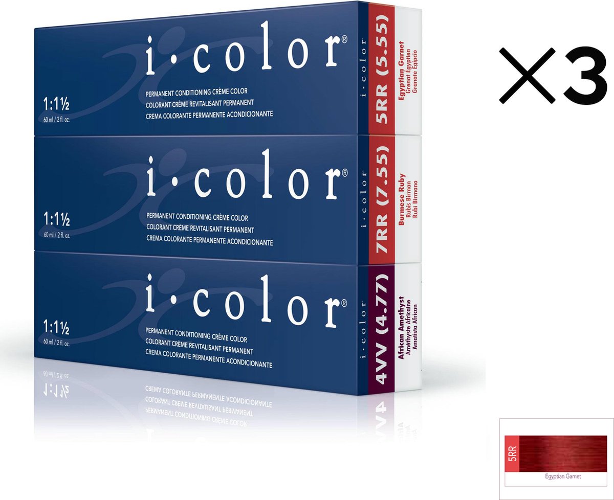 ISO i color Permanent Conditioning Crème Color 60ml 5RR (5.55) Egyptian Garnet x 3 tubes