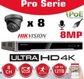 HIKVISION 8MP System 8CH NVR IP PoE 8MP mégapixel 2.8mm Dome Kit de Réseau numérique pour Plein air DS-7608NI-K1 / 4P + 8DS-2CD2383G0-I ONVIF + HDD 2TB