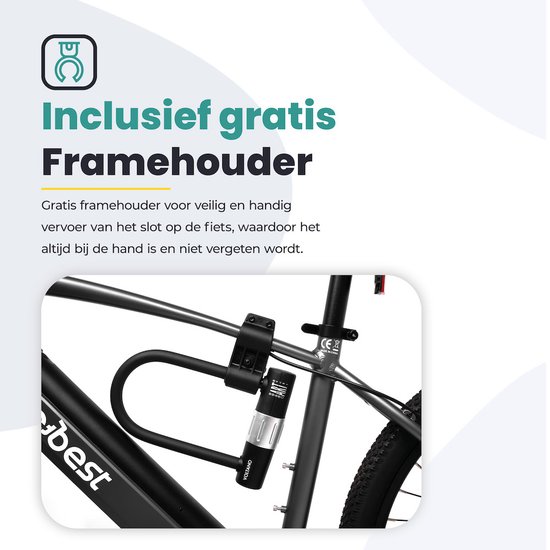 Voltano Beugelslot ART4 - Zwart - Gratis Framehouder - 26 x 18 CM - Motorslot / Scooterslot / Fietsslot / 1,90 KG van Voltano — afbeelding 2