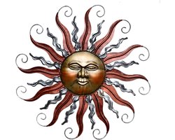 Ornament | zon | straal | metalen wanddecoratie | XXL | 49cm | wanddecoratie | huis, tuin, schutting en terras | voor binnen en buiten