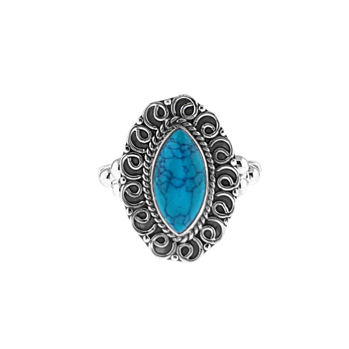 Jewelryz | Nyra | Ring 925 zilver met edelsteen turkoois | 16.00 mm / maat 50