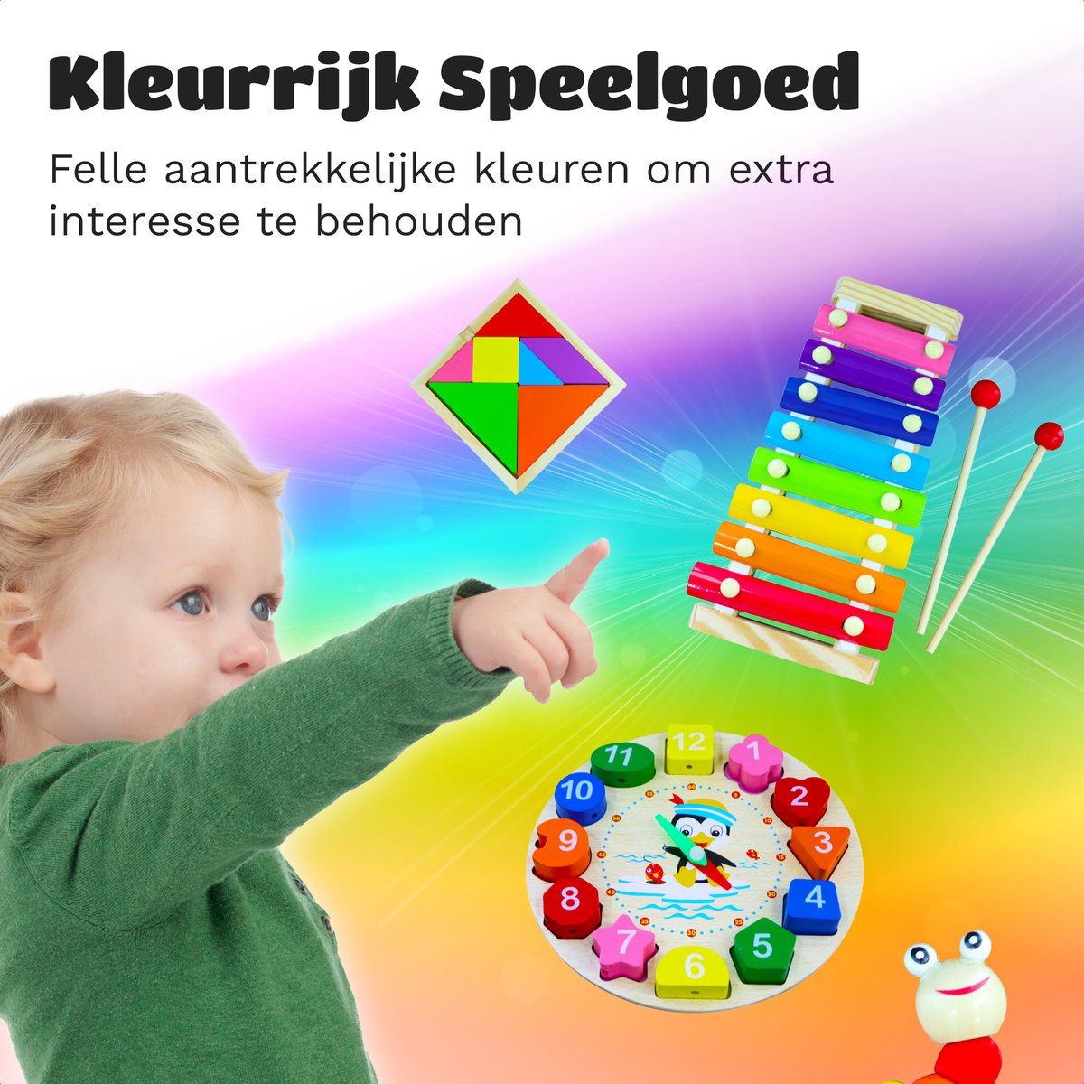 EverGoods 10- in 1 Montessori Speelgoed Set - Educatief Speelgoed - Sensorisch Speelgoed - Houten blokken — afbeelding 7