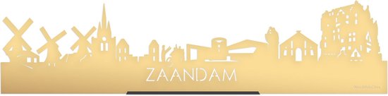Standing Skyline Zaandam Goud Metallic - 40 cm - Woon decoratie om neer te zetten en om op te hangen - Meer steden beschikbaar - Cadeau voor hem - Cadeau voor haar - Jubileum - Verjaardag - Housewarming - Aandenken aan stad - WoodWideCities